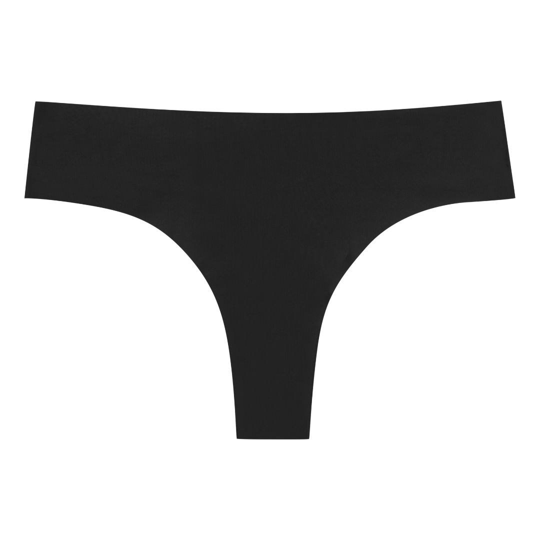 A tap shoe black soft seamless thong underwear on white background.