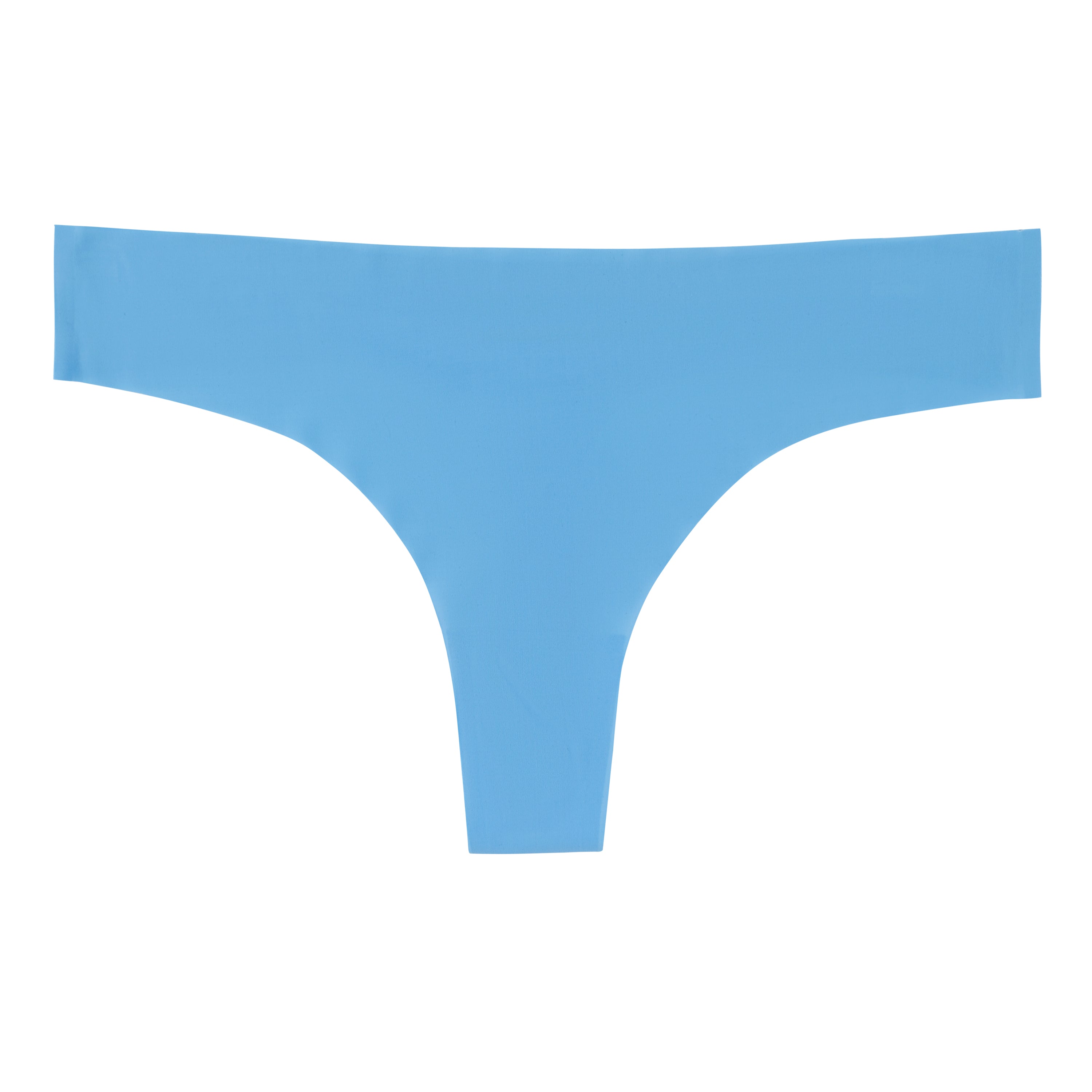 A baby blue soft seamless thong underwear on white background.