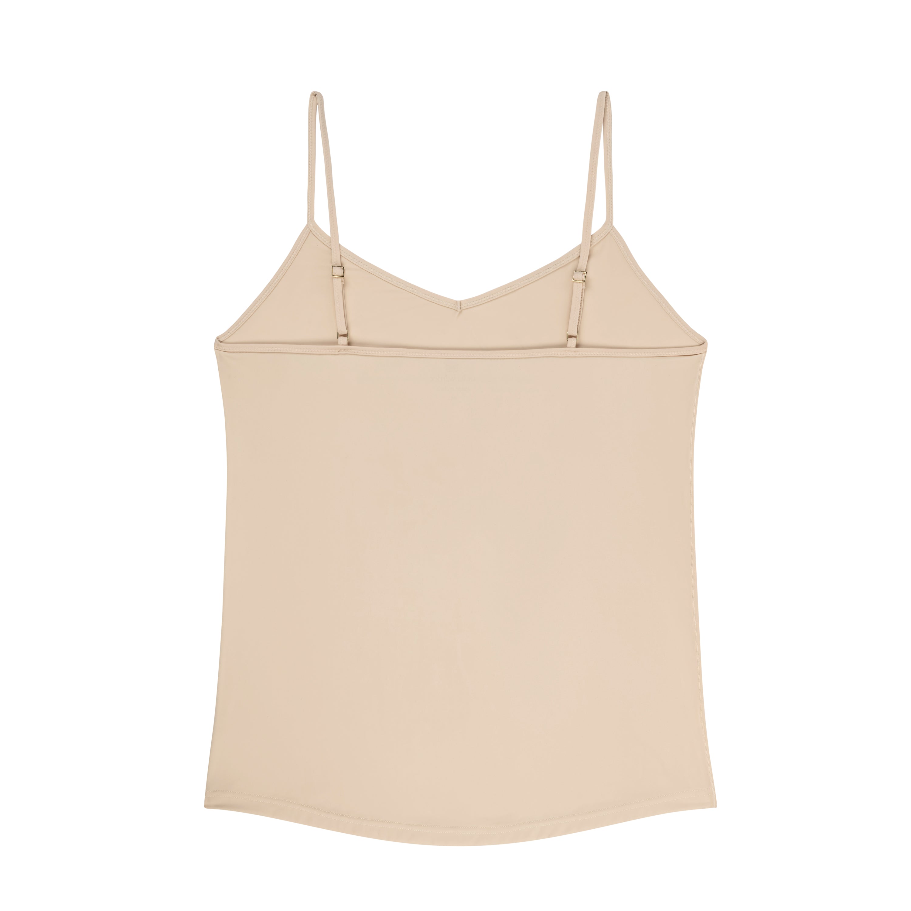Smoke Grey soft seamless camisole with adjustable spaghetti straps and a V-neckline on white background.