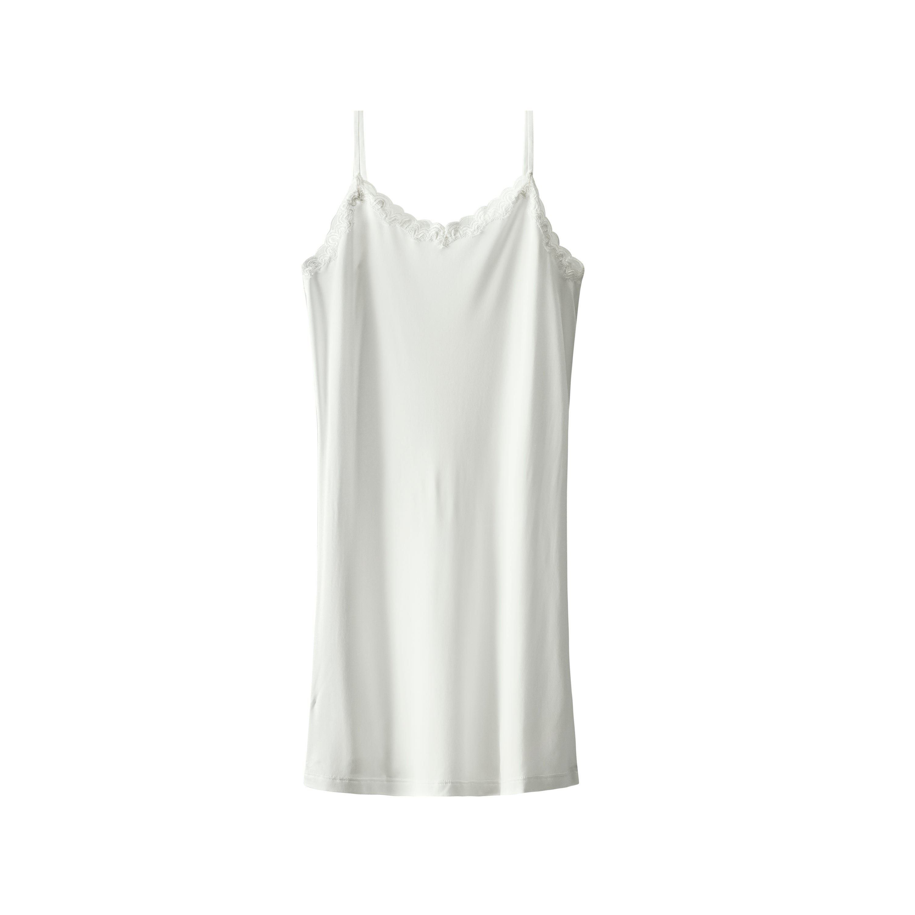 Still life of Uwila Warrior Silk Blend Slip in Soft White on White Background