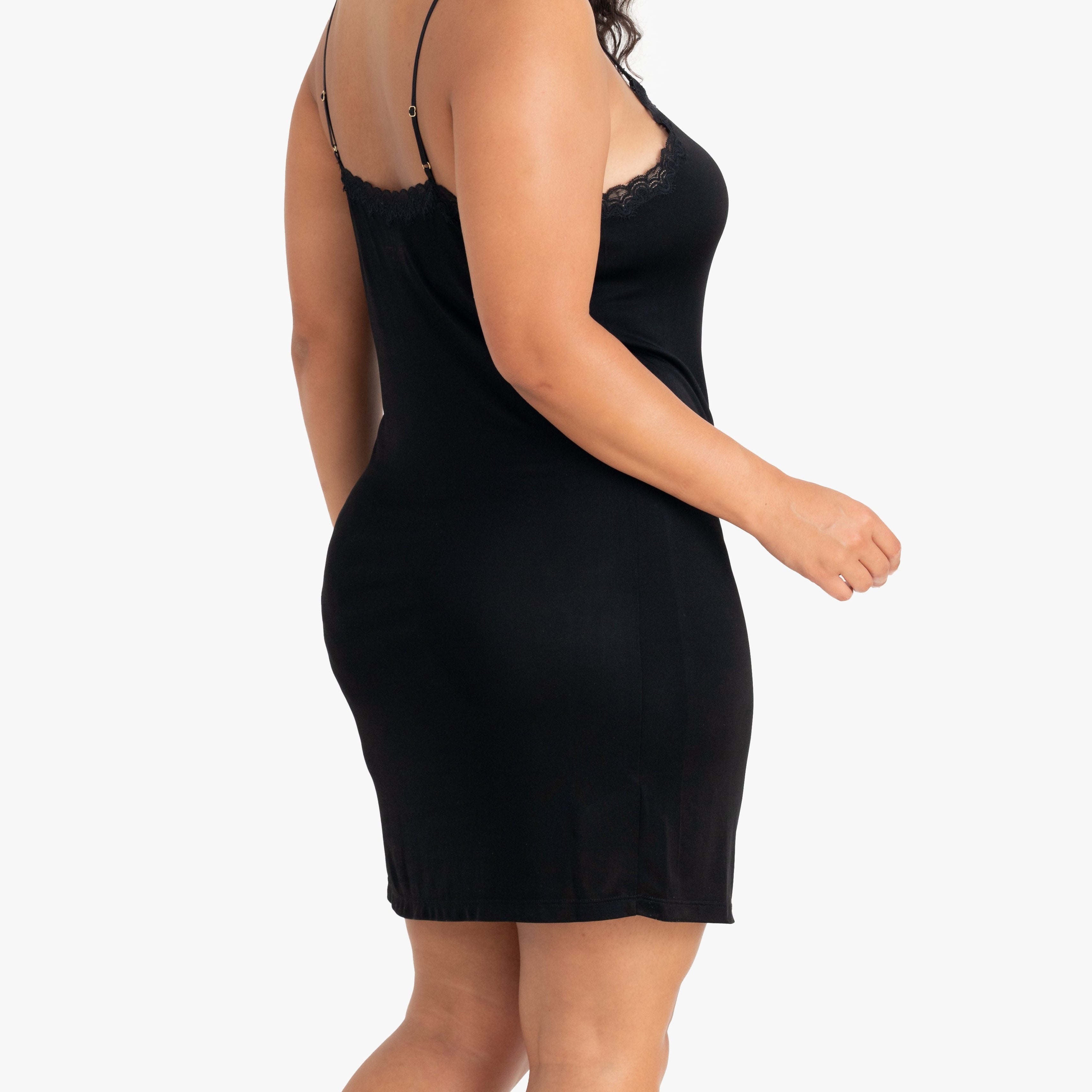 Model wearing Uwila Warrior Silk Blend Slip in Tap Shoe Black on White Background