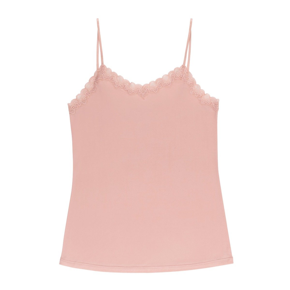 Still life of Uwila Warrior Soft Silks Camisole in Mellow Rose on White Background