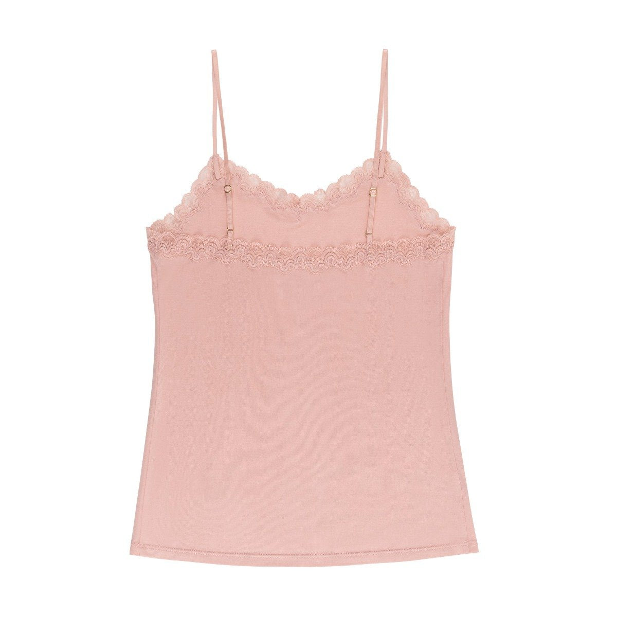 Still life of Uwila Warrior Soft Silks Camisole in Mellow Rose on White Background