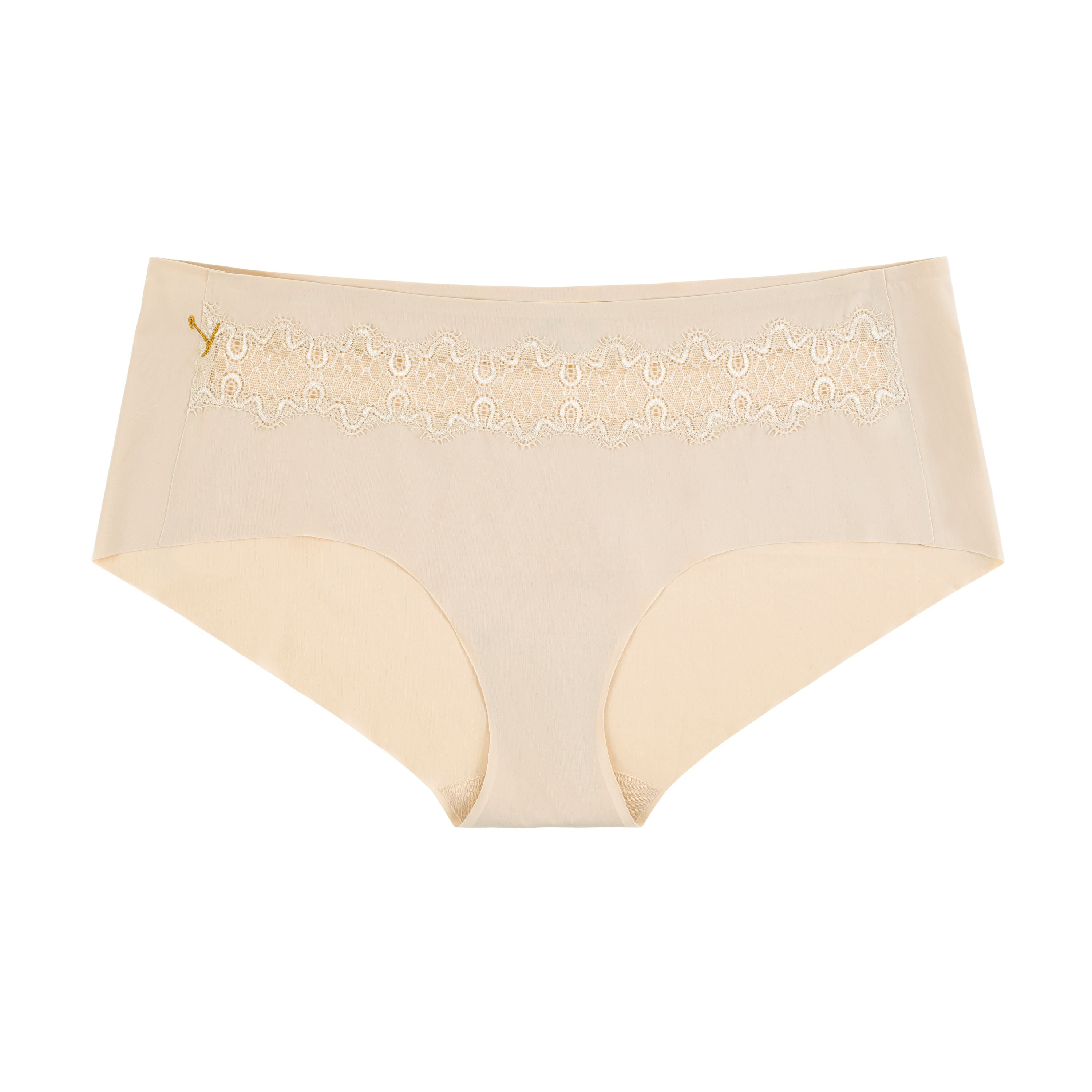 Smoke Grey soft seamless lace briefs on white background