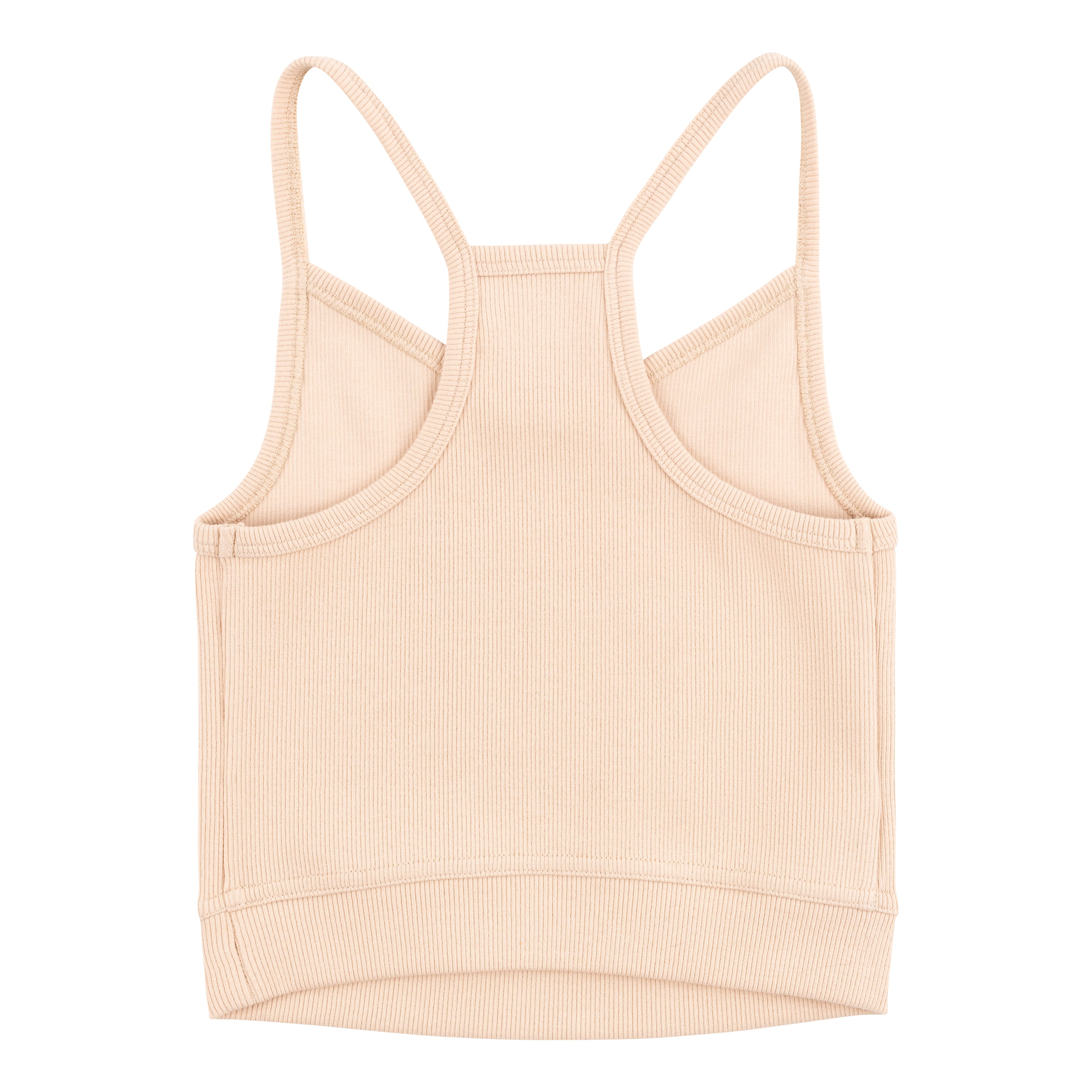 Smoke Grey bralette with thin straps and a ribbed texture on white background.