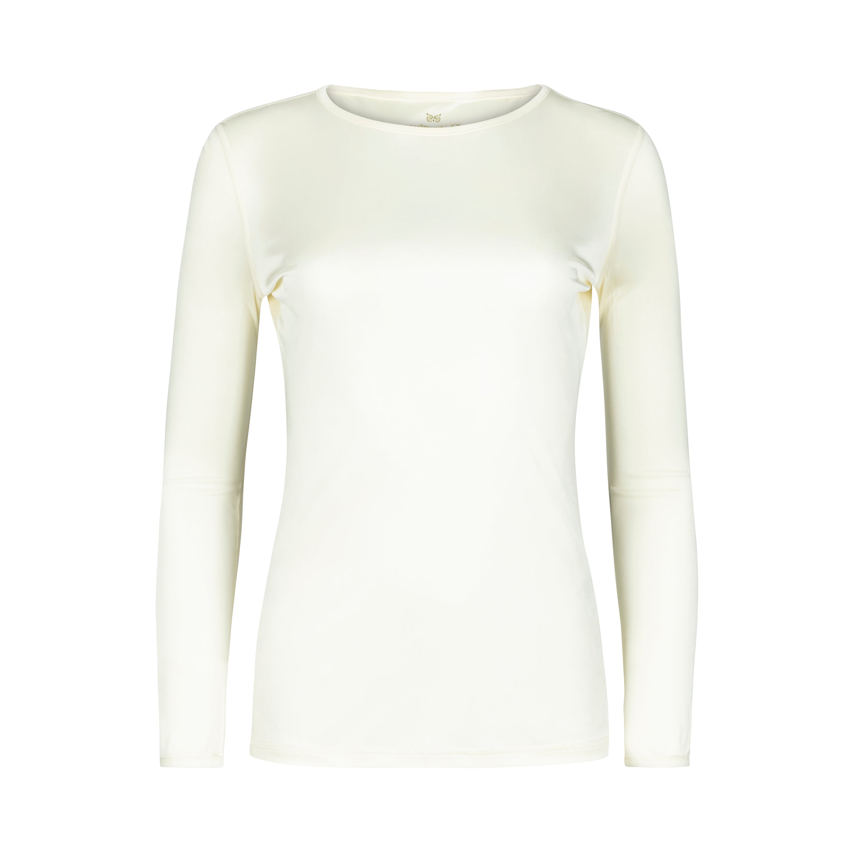 A long-sleeve Cream base layer T-shirt by Uwila Warrior, shown in a against a white background.