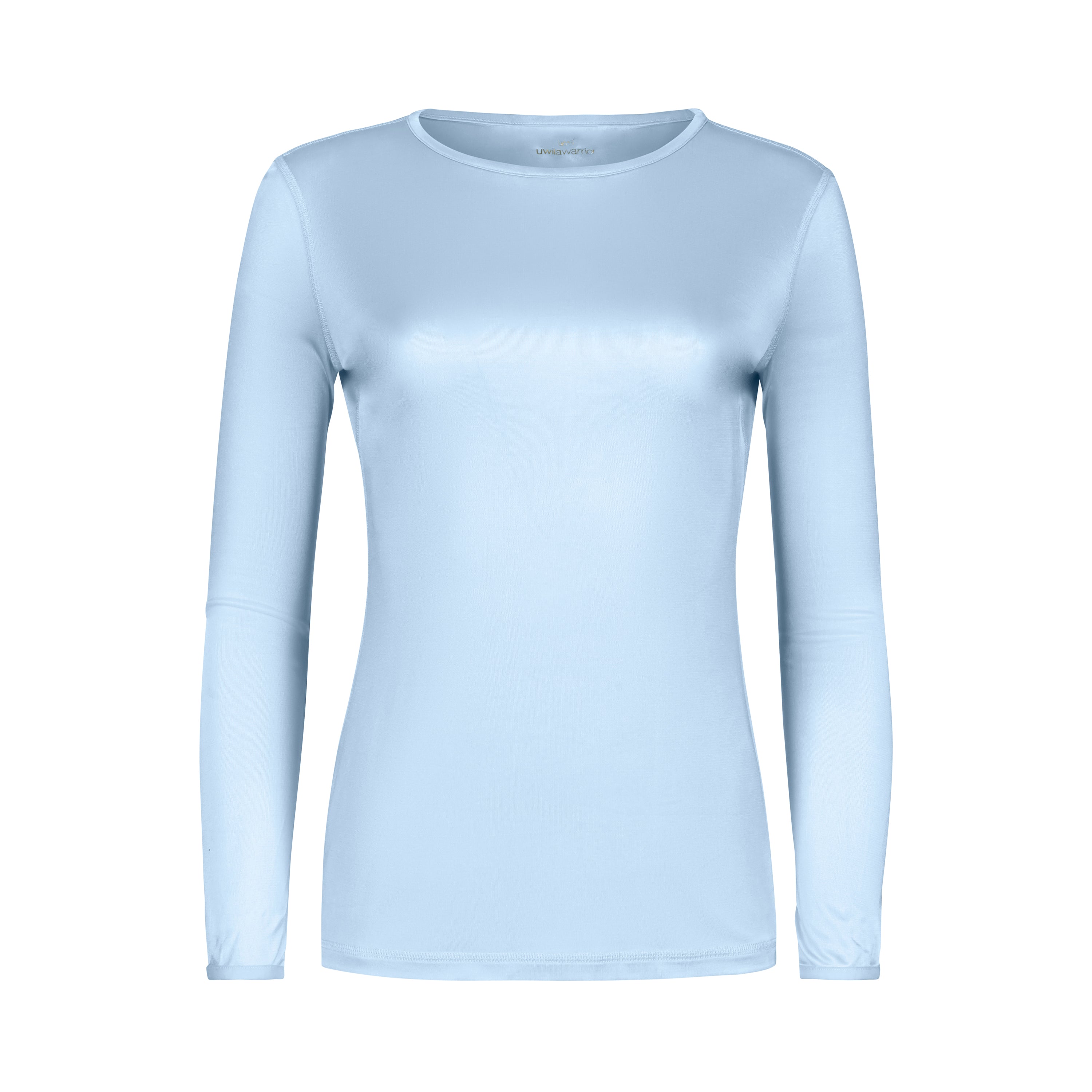 A long-sleeve Ice Blue base layer T-shirt by Uwila Warrior, shown against a white background.