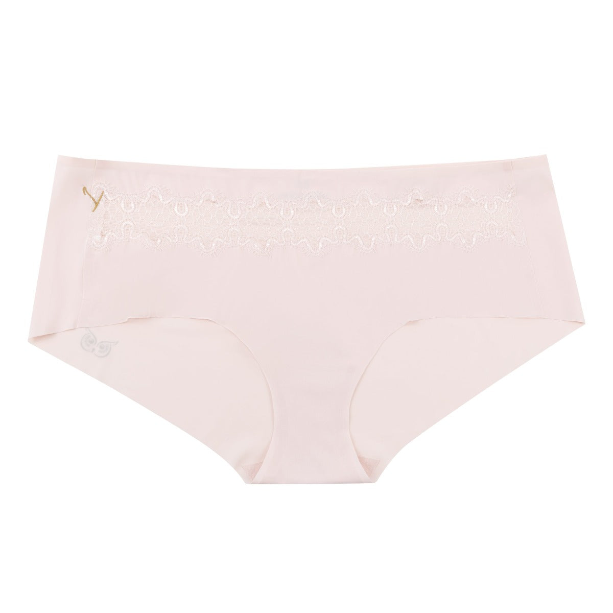 Rose Quartz soft seamless briefs with lace on white background