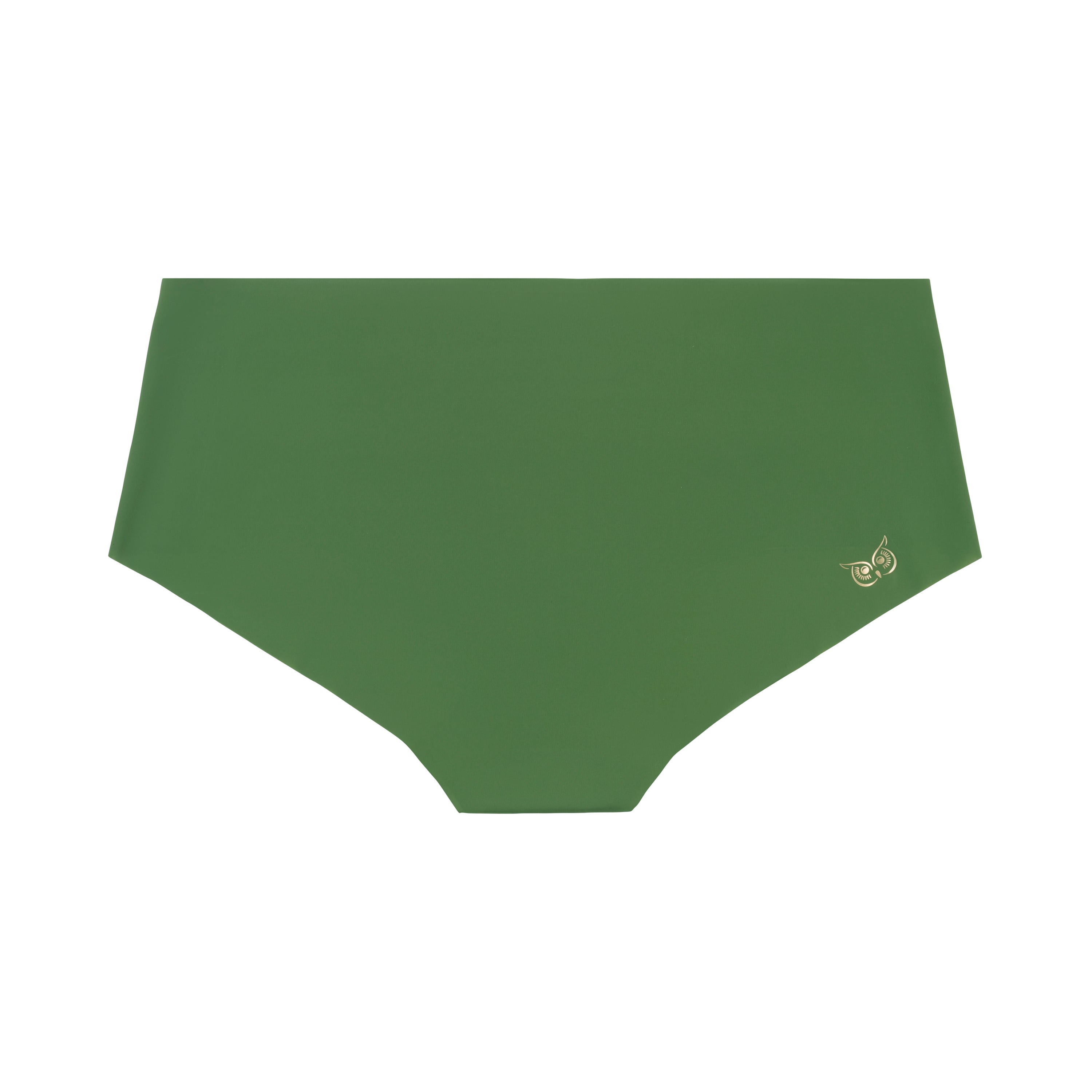 A pair of kale soft seamless briefs with lace detailing white background.