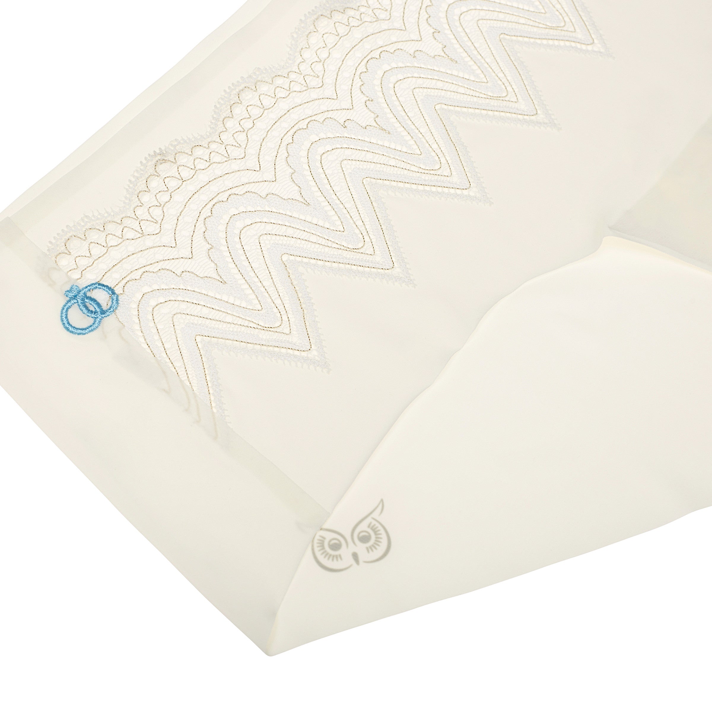 A pair of whisper white seamless bridal briefs with intricate lace detailing.