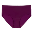 Model wearing the plum No-Brainer Brief against a white background