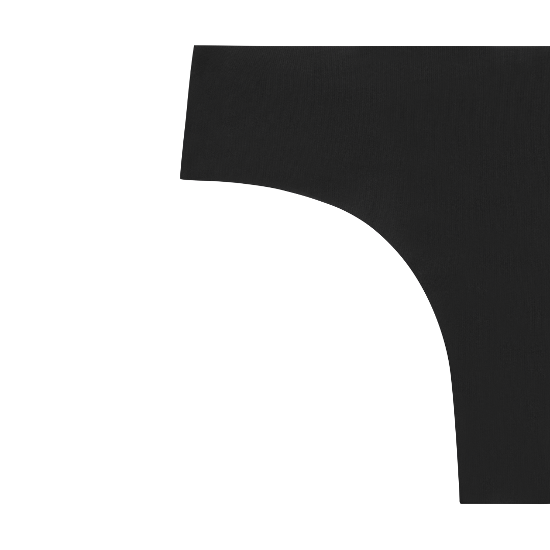 A tap shoe black soft seamless thong underwear on white background.