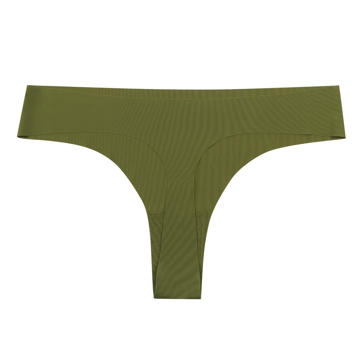 A green soft seamless thong underwear on white background.