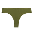 A green soft seamless thong underwear on white background.