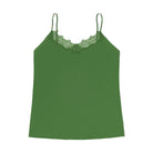 A kale soft seamless lace-trimmed camisole against a white background.