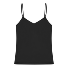 Tap Shoe Black soft seamless camisole with adjustable spaghetti straps and a V-neckline on white background.