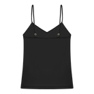 Tap Shoe Black soft seamless camisole with adjustable spaghetti straps and a V-neckline on white background.