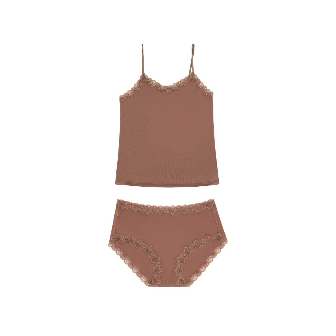 Soft Silk Underwear and Lace Camisole Set