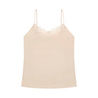 Smoke Grey soft seamless lace-trimmed camisole against a white background.