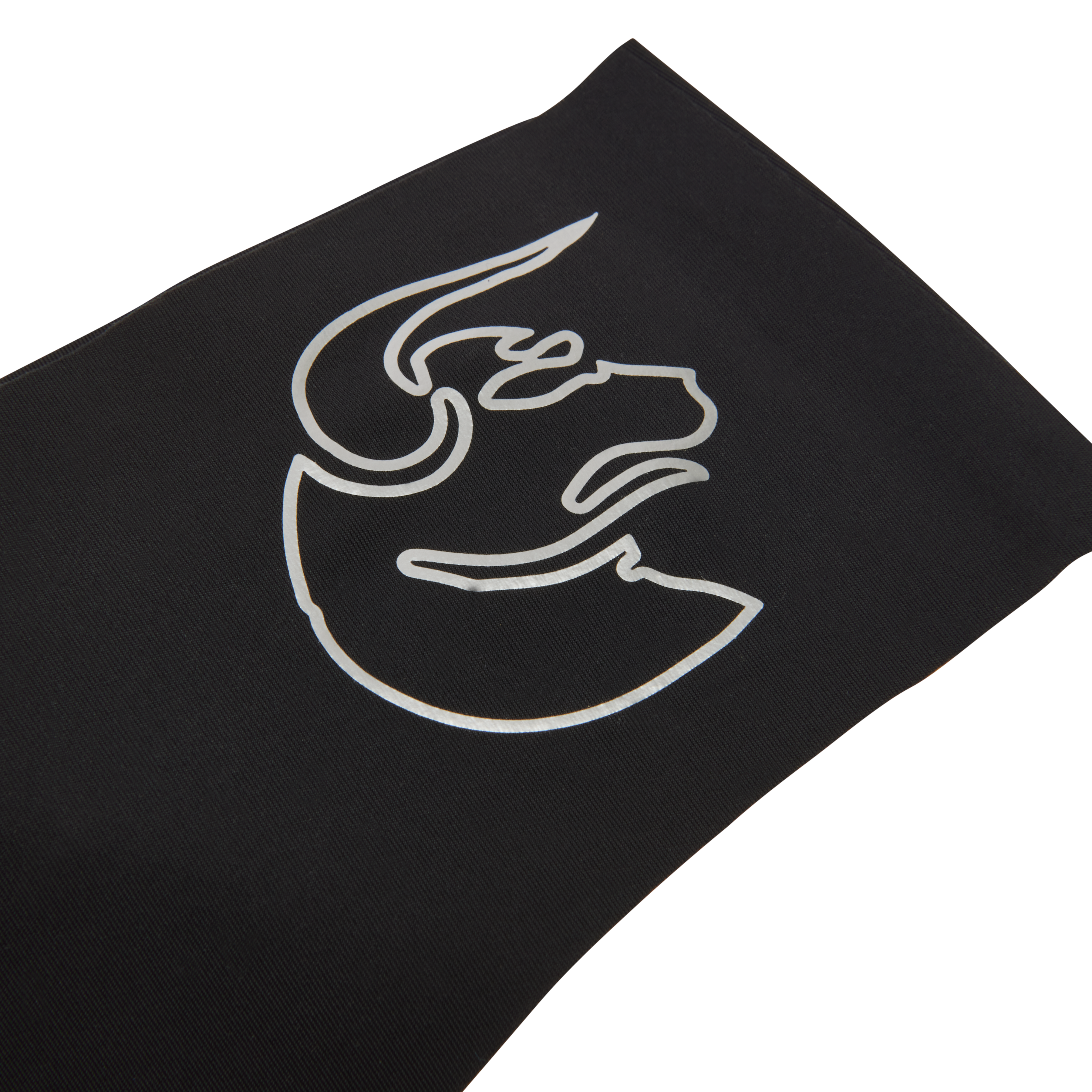 This image features a sleek, black thong with a distinctive metallic gold decal of a zodiac sign on the waistband. The thong is designed with a cotton gusset for superior hygiene and is constructed with thermowelded side seams and removable tags for comfort.