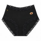 Uwila Warrior Soft Silk Brief in Tap Shoe Black with Embroidered Football patch on white background. 