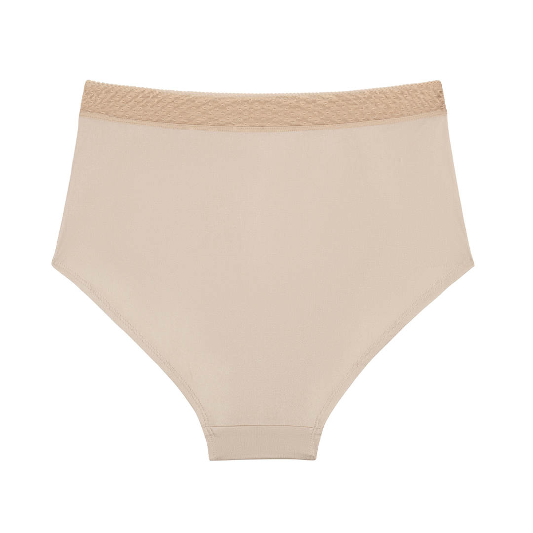 Smoke Grey high-waisted silk brief on a white background.