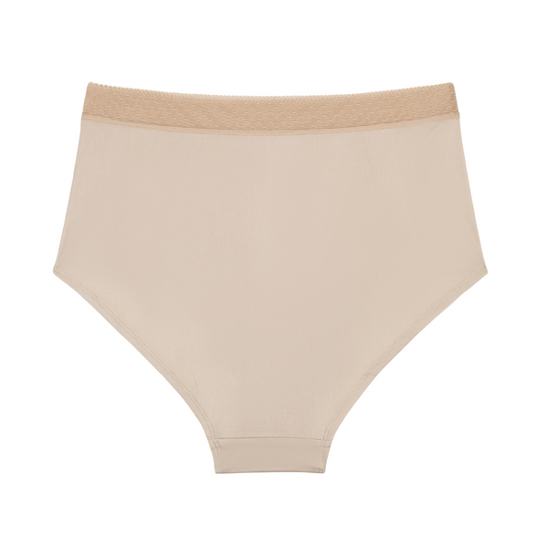 Smoke Grey high-waisted silk brief on a white background.
