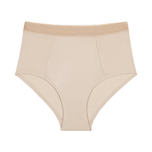 Smoke Grey high-waisted silk brief on a white background.