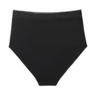 Still life of Uwila Warrior HIgh-Waist Silk Briefs Underwear in Tap Shoe Black on White Background