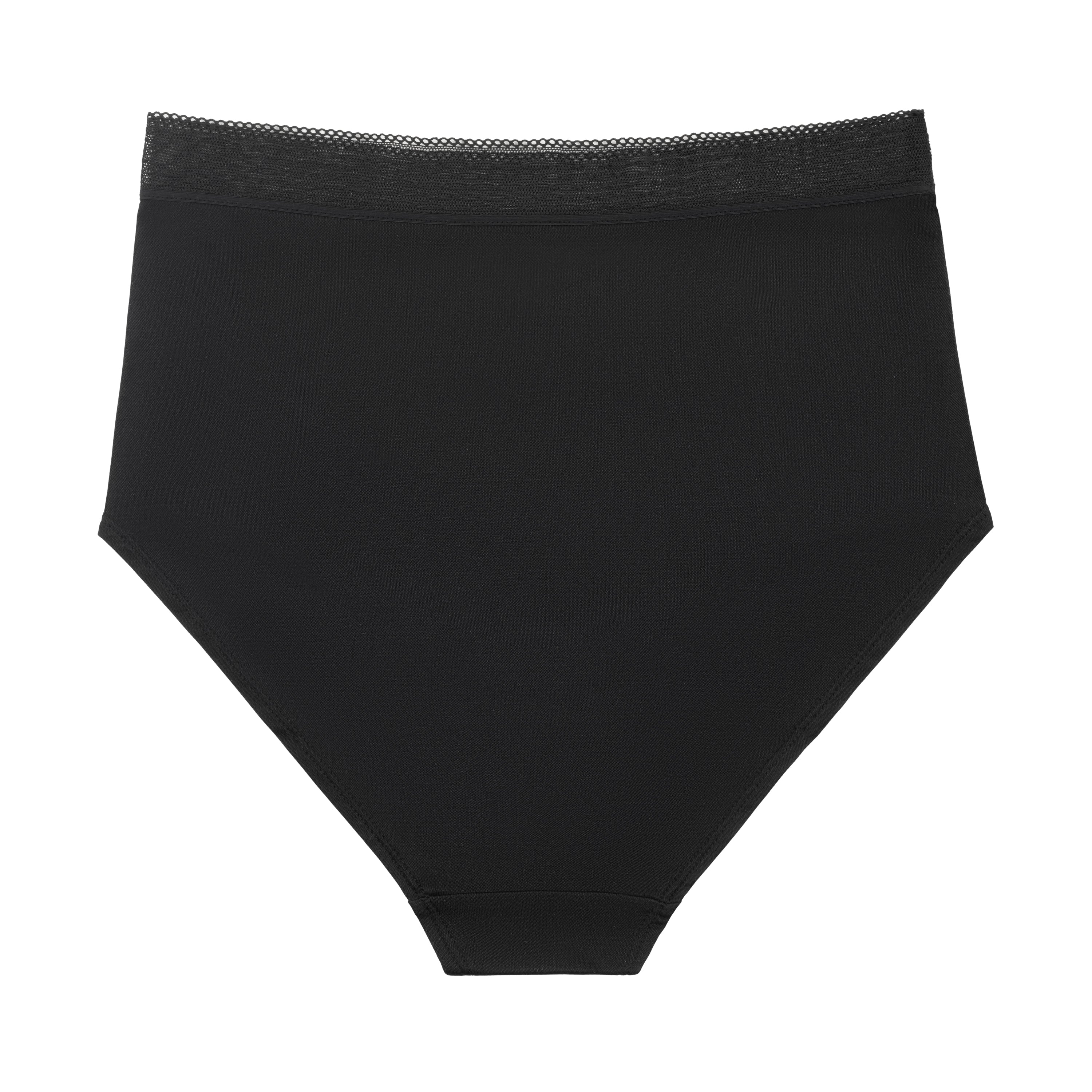 Still life of Uwila Warrior HIgh-Waist Silk Briefs Underwear in Tap Shoe Black on White Background