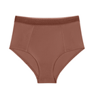 Toffee high-waisted silk brief on a white background.
