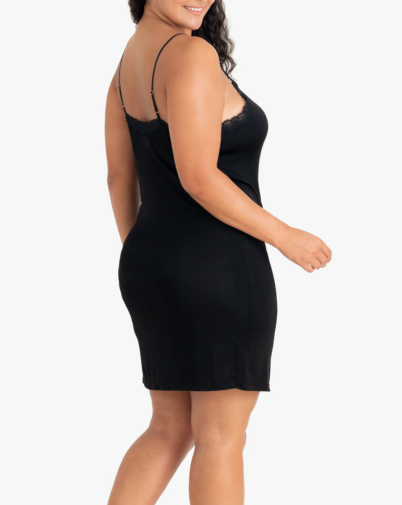 Model wearing Uwila Warrior Silk Blend Slip in Tap Shoe Black on White Background