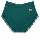 Uwila Warrior Soft Silk Brief in Smoke Pine with Embroidered Football patch on white background. 