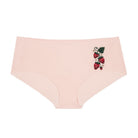 Rose Quartz Soft Seamless Brief with Strawberry Embroidery on white background