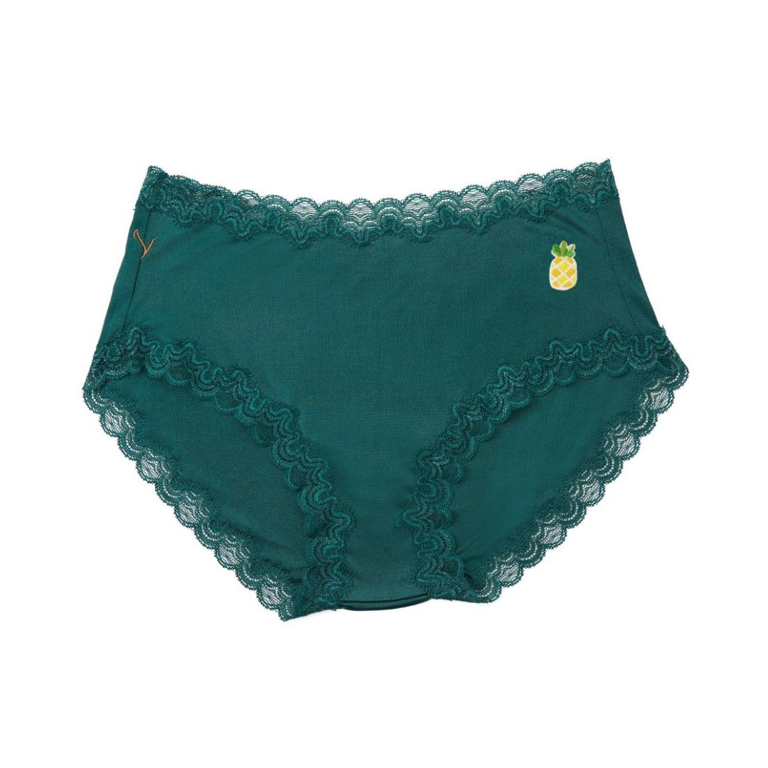 Uwila Warrior Soft Silk Briefs in Smoke Pine with Pineapple patch.