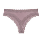 Still life of Uwila Warrior Soft Silks Thong Underwear in Nirvana on White Background