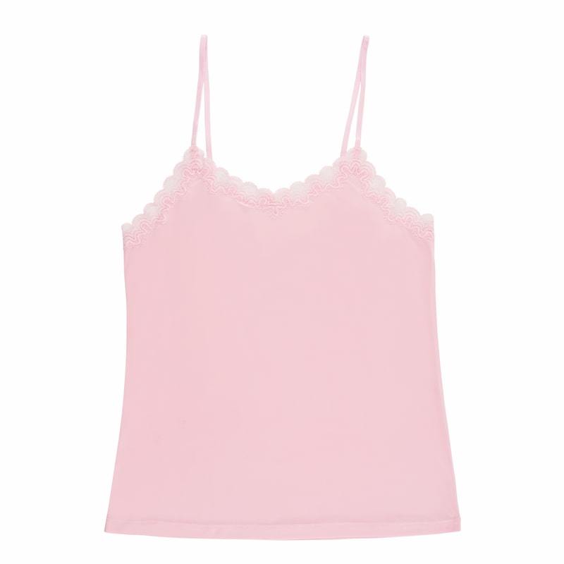 Still life of Uwila Warrior Soft Silks Camisole in Almond Blossom on White Background
