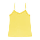 Still life of Uwila Warrior Soft Silks Camisole in Lemon Zest on White Background