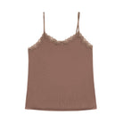 Still life of Uwila Warrior Soft Silks Camisole in Toffee on White Background