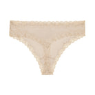 Still life of Uwila Warrior Soft Silks Thong Underwear in Smoke Grey on White Background