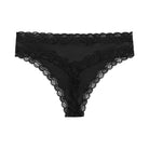 Still life of Uwila Warrior Soft Silks Thong Underwear in Tap Shoe Black on White Background