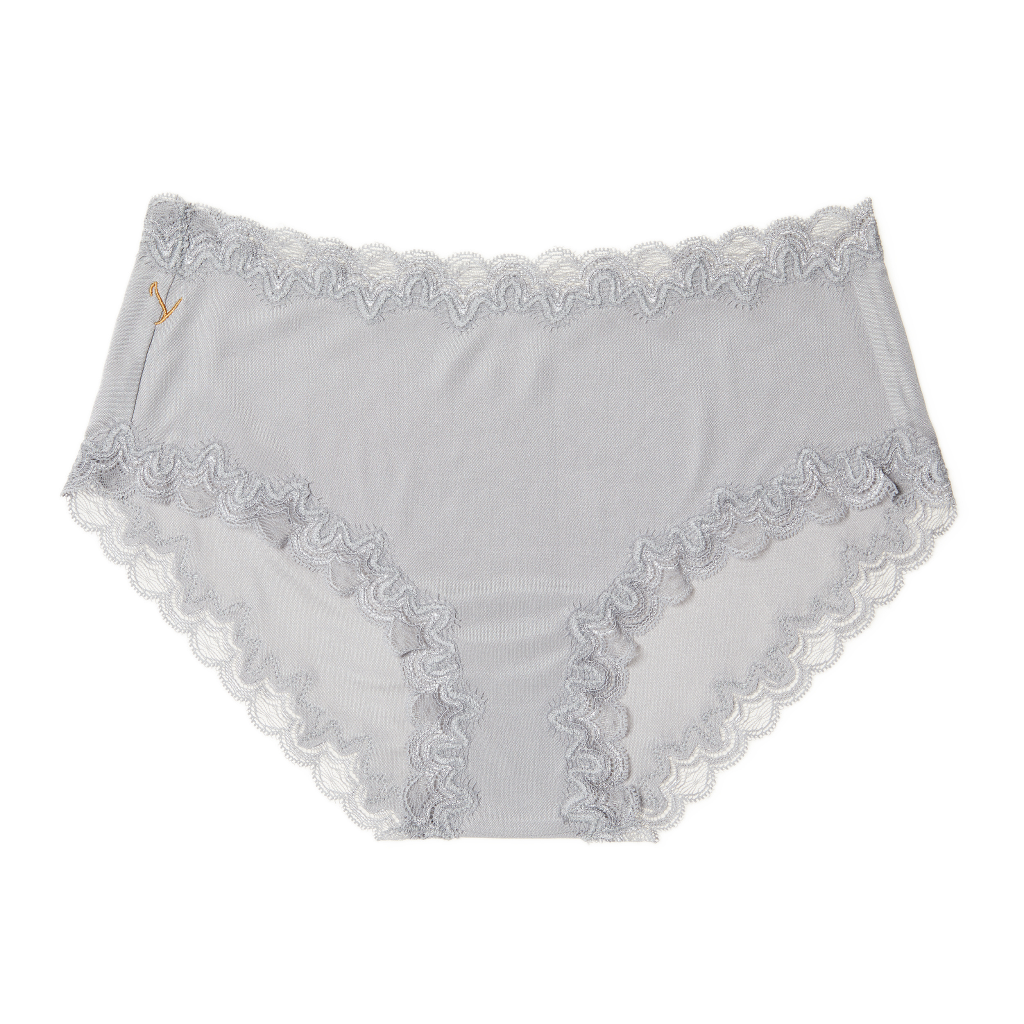 Still life of Uwila Warrior Soft Silks Briefs Underwear in Alloy on White Background