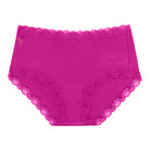 Still life of Uwila Warrior Soft Silks Briefs Underwear in Festival Fuchsia on White Background
