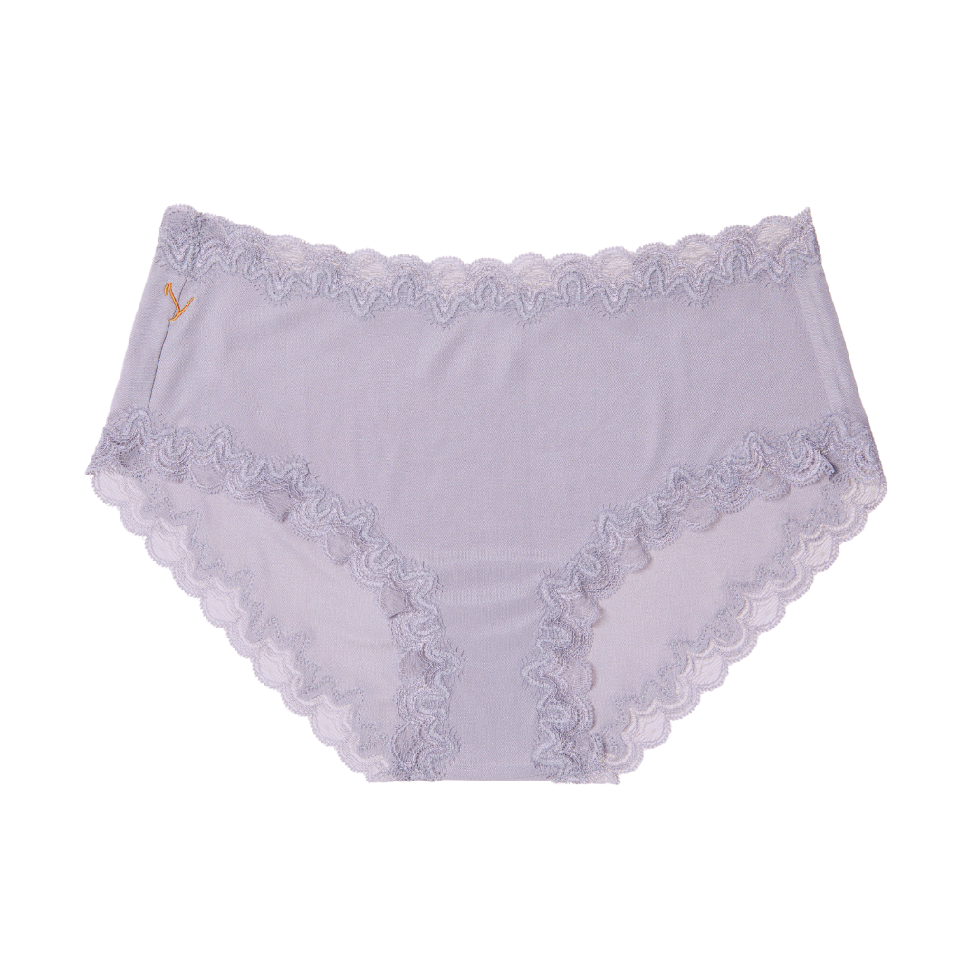 Still life of Uwila Warrior Soft Silks Briefs Underwear in Nirvana on White Background