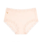 Still life of Uwila Warrior Soft Silks Briefs Underwear in Rose Quartz on White Background