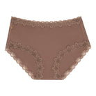 Still life of Uwila Warrior Soft Silks Briefs Underwear in Toffee on White Background