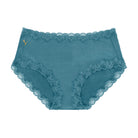 Still life of Uwila Warrior Soft Silks Briefs Underwear in Storm Blue on White Background