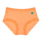 Papaya Punch Soft Silk Brief with a heart design on a white background