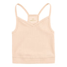 Smoke Grey bralette with thin straps and a ribbed texture on white background.