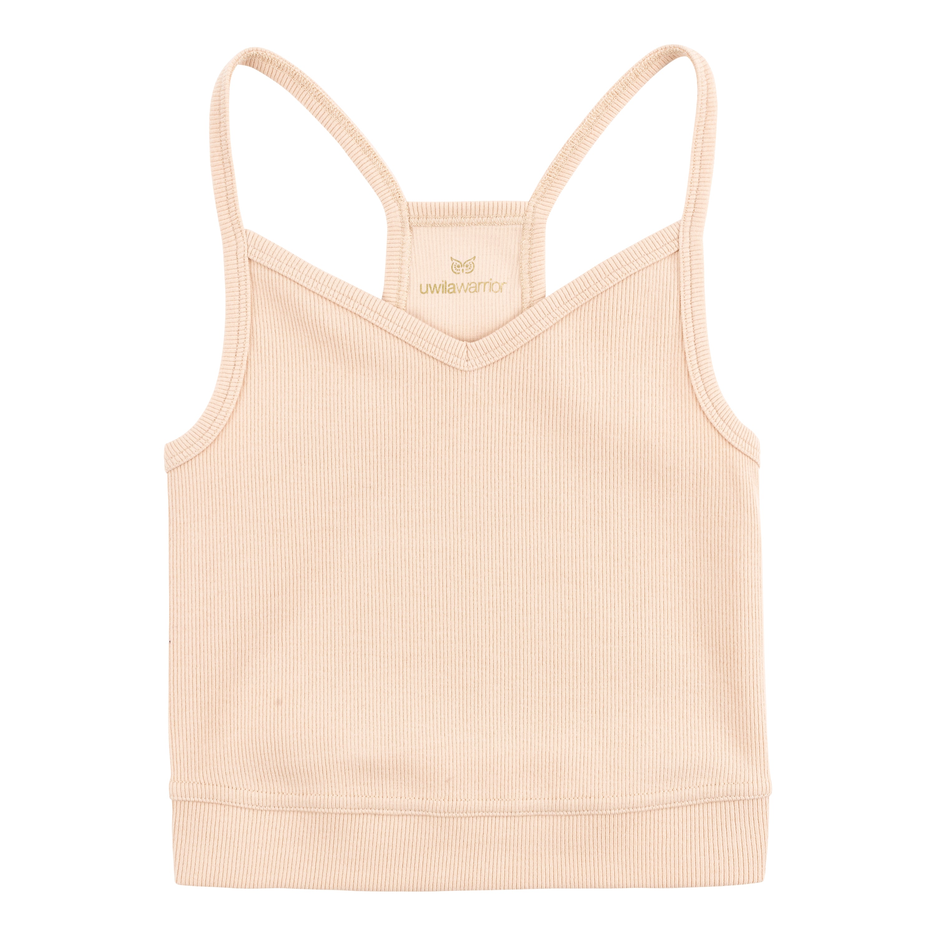 Smoke Grey bralette with thin straps and a ribbed texture on white background.